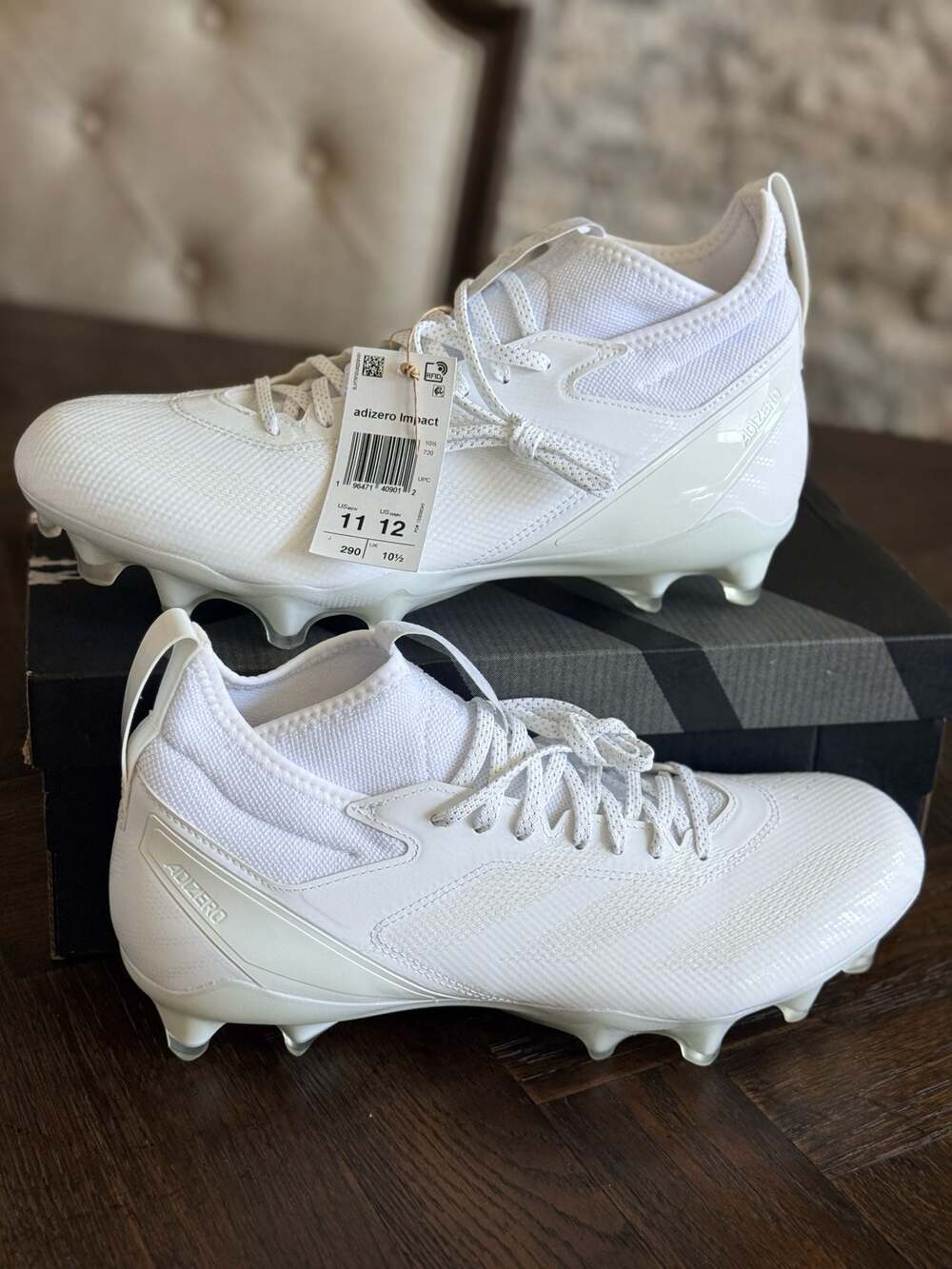 Adidas Adizero Impact Football Cleats Triple White IF2453 Men's Size 11 New!!